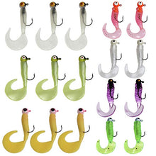 Load image into Gallery viewer, Shaddock Fishing 17 Piece 7 Colors Soft Jig Heads Hooks Kit