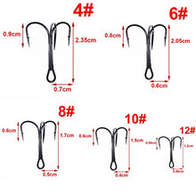 Load image into Gallery viewer, JL Sport Easy Catch 150pcs/box Extra SharpTreble Hooks High Carbon Steel Classic 3551 Size 4 6 8 10 12 Round Bend Classic Fishing Treble Hooks Fish Hooks Set