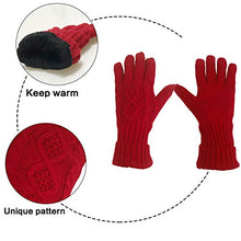 Load image into Gallery viewer, Warm Scarf Glove Hat Beanie Set - Cable Knit Winter Gift Set Pom Cap Touch Screen Glove Long Scarf 3 PCS Set for Women