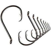 Load image into Gallery viewer, Offset Circle Fishing Hooks Kit - 180pcs 2X Strong Saltwater Freshwater Fish Hooks Sharp High Carbon Steel Octopus Fish Hooks, Size 1-5/0