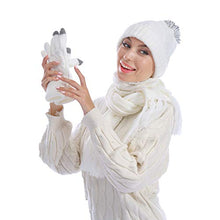 Load image into Gallery viewer, Warm Scarf Glove Hat Beanie Set - Cable Knit Winter Gift Set Pom Cap Touch Screen Glove Long Scarf 3 PCS Set for Women (Cream)