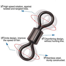 Load image into Gallery viewer, Shaddock Fishing 500pcs/box Size 2 4 6 8 10 Fishing Rolling Swivel High-Strength Stainless Steel Rolling Barrel Swivel Fishing Tackle-30Lb to 97 Lb
