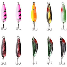 Load image into Gallery viewer, Shaddock Fishing Spoons Metal Lures, 30pcs Colorful Casting Fishing Spinner Baits Trout Trolling Spoon Fishing Lures Sharp Treble Hooks Tackle Kit