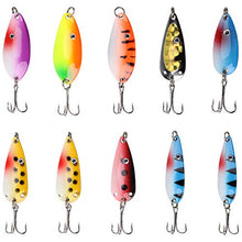 Load image into Gallery viewer, Shaddock Fishing Spoons Metal Lures, 30pcs Colorful Casting Fishing Spinner Baits Trout Trolling Spoon Fishing Lures Sharp Treble Hooks Tackle Kit