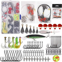 Load image into Gallery viewer, Saltwater Surf Fishing Tackle Kit -138pcs Leader Rigs Saltwater Lures Spoon Sinker Weights Floats Hooks Swivel Beach Fishing Gear