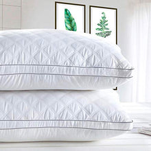 Load image into Gallery viewer, Gusseted Bed Pillow for Sleeping,Cotton Hotel Pillow King Pillows Set of 2 Polyester Pillows for Side Sleepers, Fluffy and Soft(King,20" x 36")