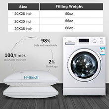 Load image into Gallery viewer, Gusseted Bed Pillow for Sleeping,Cotton Hotel Pillow King Pillows Set of 2 Polyester Pillows for Side Sleepers, Fluffy and Soft(King,20" x 36")