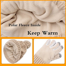 Load image into Gallery viewer, Hat Glove Scarf Set Women, 3 in 1 Beanie Hat and Scarf Winter Set Knit Warm Winter Gift Set for Women Girls (Beige)