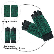 Load image into Gallery viewer, Hat Glove Scarf Set Women, 3 in 1 Beanie Hat and Scarf Winter Set Knit Warm Winter Gift Set for Women Girls (Deep Green)