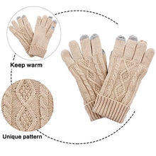 Load image into Gallery viewer, Warm Scarf Glove Hat Beanie Set - Cable Knit Winter Gift Set Pom Cap Touch Screen Glove Long Scarf 3 PCS Set for Women