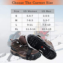Load image into Gallery viewer, Shaddock Fishing Ice Cleats for Shoes and Boots, Ice Snow Traction Cleats Crampons for Men Women Kids Winter Walking on Ice and Snow Anti Slip Overshoe Stretch Footwear (Size L)