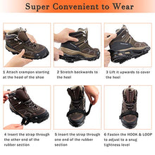 Load image into Gallery viewer, Shaddock Fishing Ice Cleats for Shoes and Boots, Ice Snow Traction Cleats Crampons for Men Women Kids Winter Walking on Ice and Snow Anti Slip Overshoe Stretch Footwear (Size S)