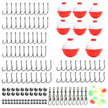 Load image into Gallery viewer, Fishing Tackle Kit 160 Pieces Octopus Hooks Baitholder Hooks Sinkers Bobbers Swivels Beads in a Plastic Case