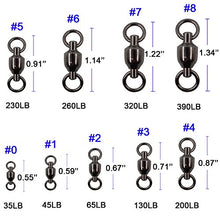 Load image into Gallery viewer, Shaddock Fishing 25 Pack 100% Copper 35lb-390lb High Strength Fishing Ball Bearing Swivels Fish Swivel Connectors with Strong Solid Welded Rings (Size 4 (200lb) 25 Pack)