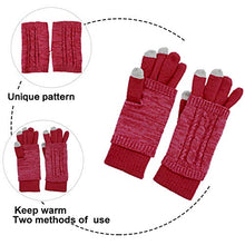 Load image into Gallery viewer, Warm Scarf Glove Hat Beanie Set - Cable Knit Winter Gift Set Pom Cap Touch Screen Glove Long Scarf 3 PCS Set for Women