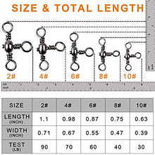 Load image into Gallery viewer, 3 Way Cross-Line Barrel Fishing Swivels Set - 120PCS Brass T-Shape Triple Swivel Connector Fast Rolling Swivels Tackle Accessories Test 30-90 lbs