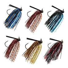 Load image into Gallery viewer, Bass Weedless Football Jig - 6pcs Flipping Jig Silicon Rubber Skirt for Bass Artificial Baits Fishing Lure Kit 1/4oz-3/8oz