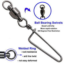 Load image into Gallery viewer, Easy Catch 30 Pack 8# High-Strength Fishing Ball Bearing Swivel with Coastlock Snap, Strong Welded Ring