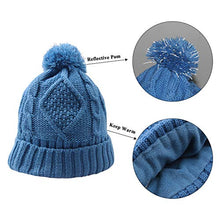 Load image into Gallery viewer, Warm Scarf Glove Hat Beanie Set - Cable Knit Winter Gift Set Pom Cap Touch Screen Glove Long Scarf 3 PCS Set for Women (Sky blue)