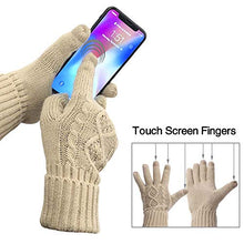 Load image into Gallery viewer, Warm Scarf Glove Hat Beanie Set - Cable Knit Winter Gift Set Pom Cap Touch Screen Glove Long Scarf 3 PCS Set for Women