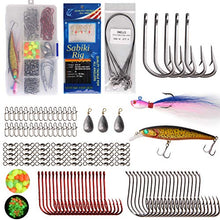 Load image into Gallery viewer, Saltwater Fishing Lures Surf Fishing Tackle Box, 157pcs Surf Fishing Bait Rigs Minnow Lure Bucktail Jig Hooks Sinker Fishing Gear Accessories