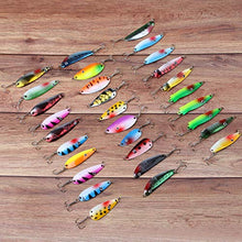 Load image into Gallery viewer, Shaddock Fishing Spoons Metal Lures, 30pcs Colorful Casting Fishing Spinner Baits Trout Trolling Spoon Fishing Lures Sharp Treble Hooks Tackle Kit