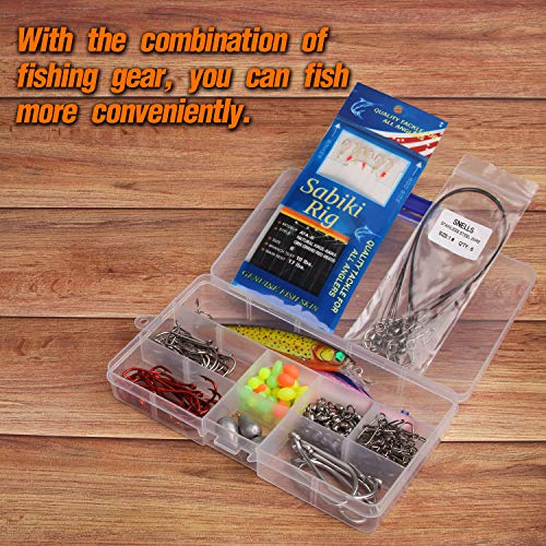 138pcs Saltwater Surf Fishing Tackle Box Kit Wire Rigs Lures Sinker Swivels  Hook 