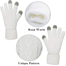 Load image into Gallery viewer, Hat Glove Scarf Set Women, 3 in 1 Beanie Hat and Scarf Winter Set Knit Warm Winter Gift Set for Women Girls (Cream)

