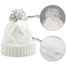 Load image into Gallery viewer, Hat Glove Scarf Set Women, 3 in 1 Beanie Hat and Scarf Winter Set Knit Warm Winter Gift Set for Women Girls (Cream)
