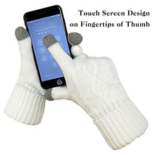 Load image into Gallery viewer, Warm Scarf Glove Hat Beanie Set - Cable Knit Winter Gift Set Pom Cap Touch Screen Glove Long Scarf 3 PCS Set for Women (Cream)
