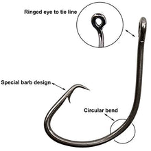 Load image into Gallery viewer, Shaddock Fishing 160pcs/box 7381 Offset Sport Circle Hooks Black High Carbon Steel Octopus Fishing Hooks-Size:1-5/0
