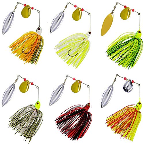 Fishing Spinner Baits Kit - Hard Spinner Lures Multicolor Buzzbait Swimbaits Pike Bass Jig 0.64oz (6pcs Spinner Baits)