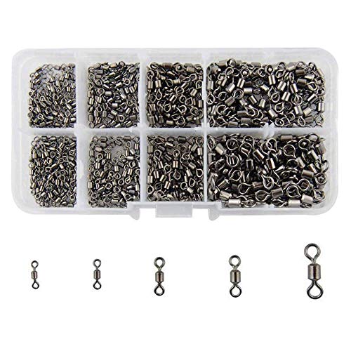 Shaddock Fishing 500pcs/box Size 2 4 6 8 10 Fishing Rolling Swivel High-Strength Stainless Steel Rolling Barrel Swivel Fishing Tackle-30Lb to 97 Lb