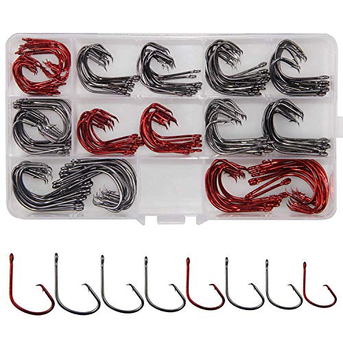 Shaddock Fishing 160pcs/box 7381 Offset Sport Circle Hooks Black High Carbon Steel Octopus Fishing Hooks-Size:1-5/0