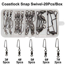 Load image into Gallery viewer, Easy Catch 10 Pack High-Strength Fishing Ball Bearing Swivel with Coastlock Snap, Strong Welded Ring for Saltwater Fishing-18Lb to 350Lb (100% Copper+Stainless Steel)(Size 3+3 (60lb) 10Pack)

