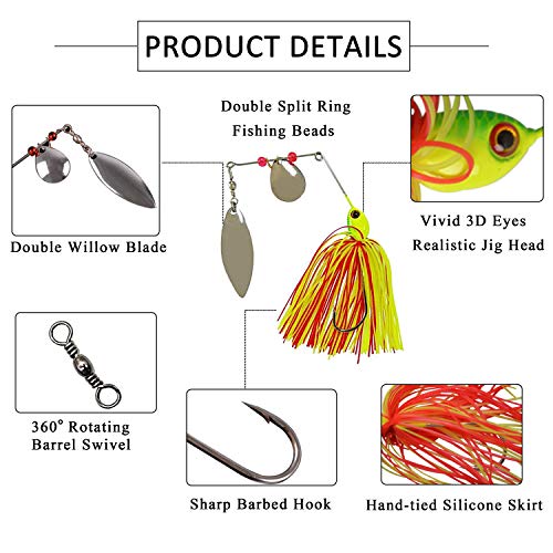 Ubersweet® 7g / 10g Fishing Buzz Bait Spinnerbait Lure Buzzbaits with Jig  Head Hook Mixed Color