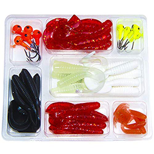 Shaddock Fishing 110 Piece Fishing Lures Tackle Kit Soft Crappie Tube Jigs Heads Hooks Fish Bass Fishing Gear Lures Kit Set (40pcs kit)