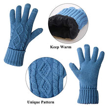 Load image into Gallery viewer, Hat Glove Scarf Set Women, 3 in 1 Beanie Hat and Scarf Winter Set Knit Warm Winter Gift Set for Women Girls (Sky Blue)
