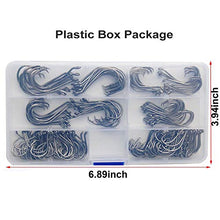 Load image into Gallery viewer, Offset Circle Fishing Hooks Kit - 180pcs 2X Strong Saltwater Freshwater Fish Hooks Sharp High Carbon Steel Octopus Fish Hooks, Size 1-5/0
