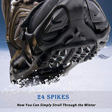 Load image into Gallery viewer, Shaddock Fishing Ice Cleats for Shoes and Boots, Ice Snow Traction Cleats Crampons for Men Women Kids Winter Walking on Ice and Snow Anti Slip Overshoe Stretch Footwear (Size L)
