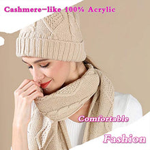 Load image into Gallery viewer, Warm Scarf Glove Hat Beanie Set - Cable Knit Winter Gift Set Pom Cap Touch Screen Glove Long Scarf 3 PCS Set for Women
