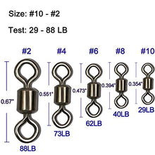 Load image into Gallery viewer, Shaddock Fishing 500pcs/box Size 2 4 6 8 10 Fishing Rolling Swivel High-Strength Stainless Steel Rolling Barrel Swivel Fishing Tackle-30Lb to 97 Lb
