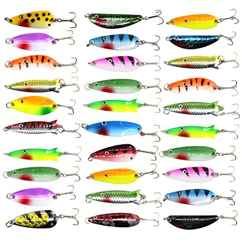 Shaddock Fishing Spoons Metal Lures, 30pcs Colorful Casting